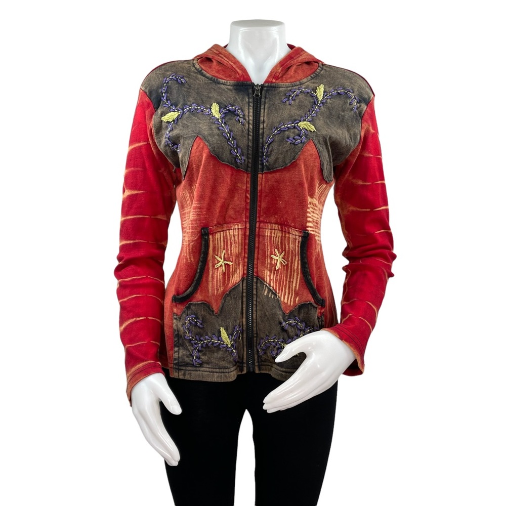 🌻NWT Multicolor Tie Dye Nepal Bohemian Style Zip Up Hoodie🌻